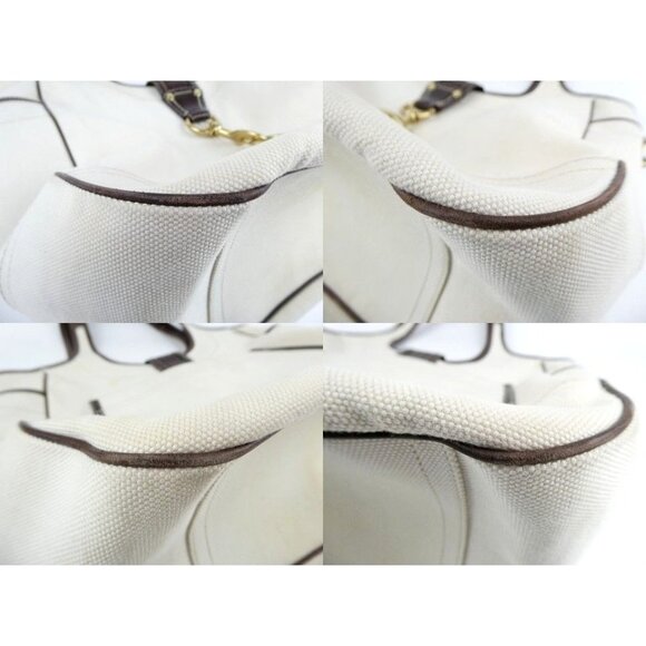 Coach Cream Chalk Brown Canvas Shoulder Bag Tote 10779 - Picture 9 of 16